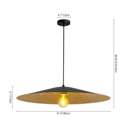 Industrial Oversized Iron Flat Cone Kitchen Pendant Light
