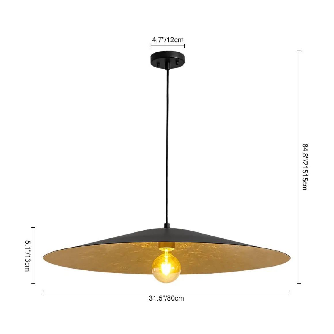 Industrial Oversized Iron Flat Cone Kitchen Pendant Light