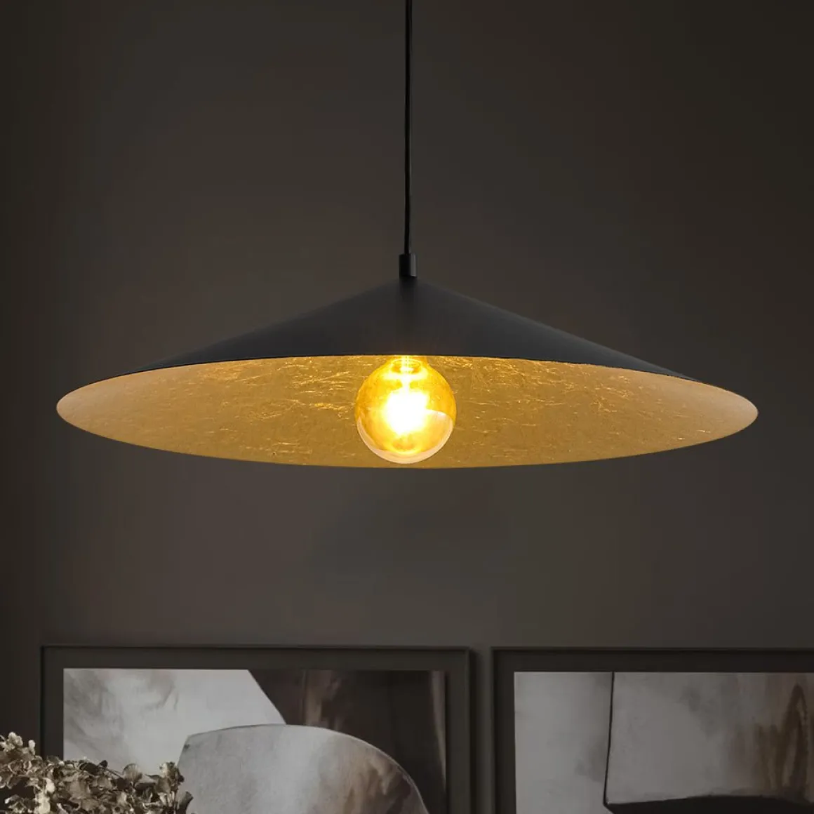 Industrial Oversized Iron Flat Cone Kitchen Pendant Light