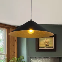 Industrial Oversized Iron Flat Cone Kitchen Pendant Light