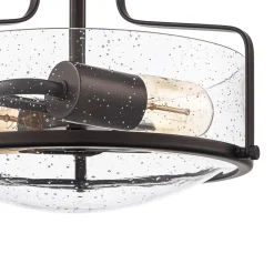 Industrial Round Seeded Glass Semi Flush Mount Light