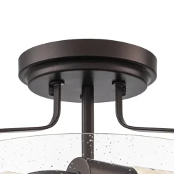 Industrial Round Seeded Glass Semi Flush Mount Light