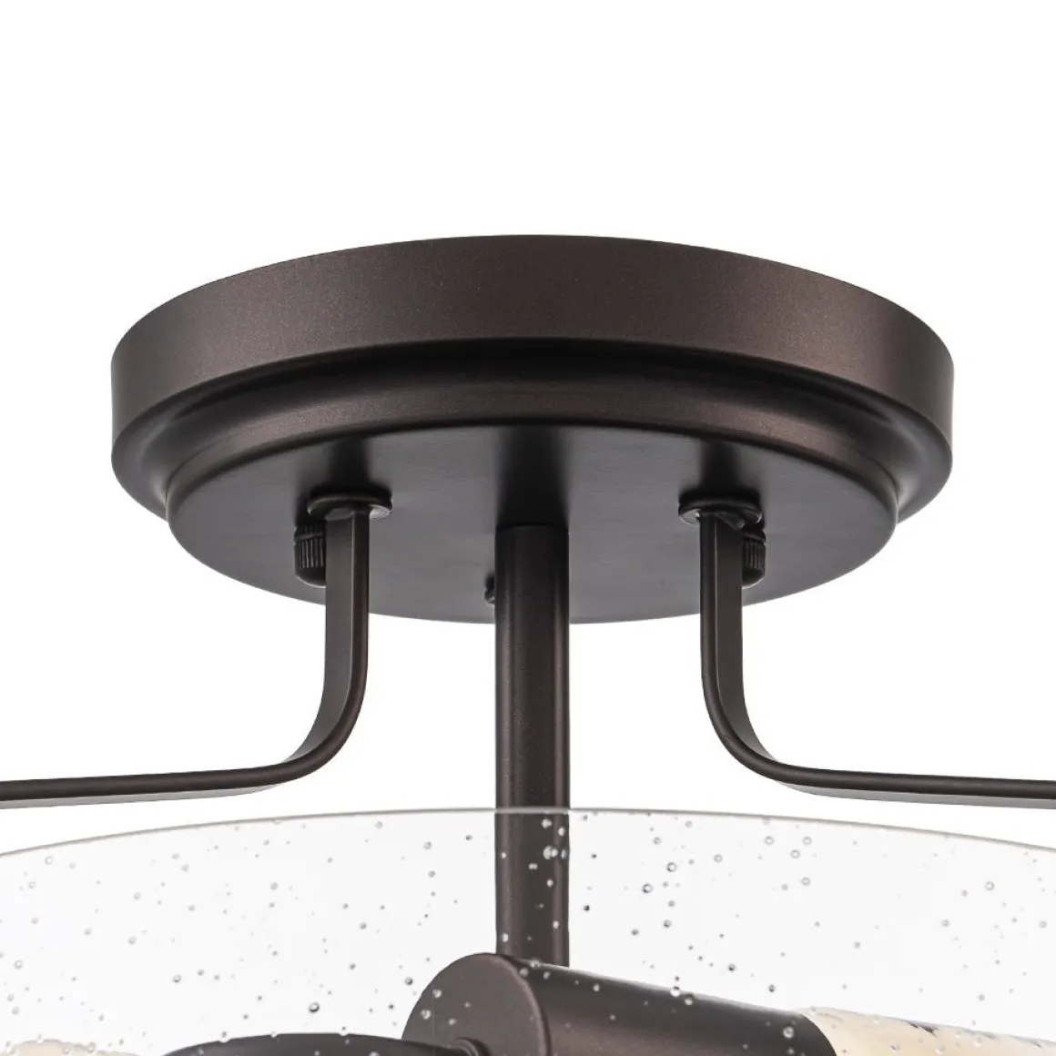 Industrial Round Seeded Glass Semi Flush Mount Light