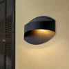 IP23 Black Flat Oval 1-Light Iron Outdoor Wall Sconce