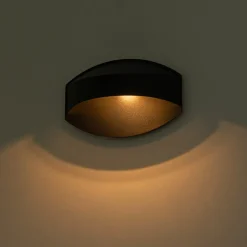 IP23 Black Flat Oval 1-Light Iron Outdoor Wall Sconce