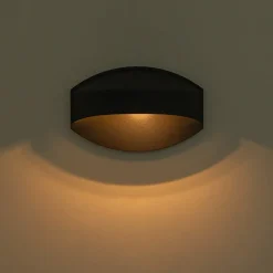 IP23 Black Flat Oval 1-Light Iron Outdoor Wall Sconce