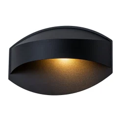 IP23 Black Flat Oval 1-Light Iron Outdoor Wall Sconce