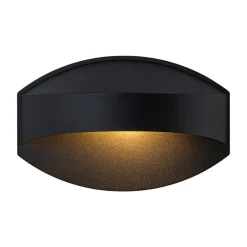 IP23 Black Flat Oval 1-Light Iron Outdoor Wall Sconce