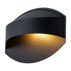 IP23 Black Flat Oval 1-Light Iron Outdoor Wall Sconce