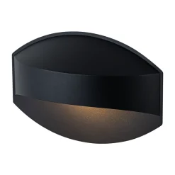 IP23 Black Flat Oval 1-Light Iron Outdoor Wall Sconce