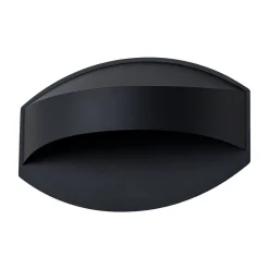 IP23 Black Flat Oval 1-Light Iron Outdoor Wall Sconce