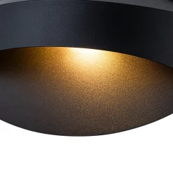 IP23 Black Flat Oval 1-Light Iron Outdoor Wall Sconce