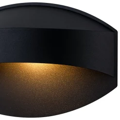 IP23 Black Flat Oval 1-Light Iron Outdoor Wall Sconce