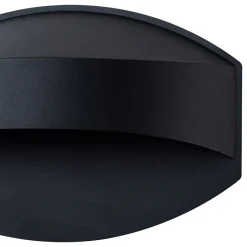 IP23 Black Flat Oval 1-Light Iron Outdoor Wall Sconce