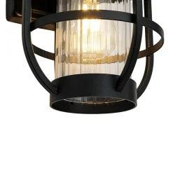 IP23 Black 1-Light Manor Wire Cage Outdoor Wall Sconce