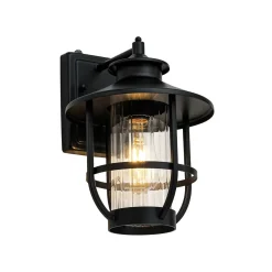 IP23 Black 1-Light Manor Wire Cage Outdoor Wall Sconce