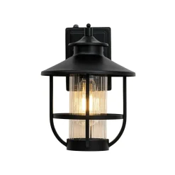 IP23 Black 1-Light Manor Wire Cage Outdoor Wall Sconce