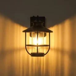 IP23 Black 1-Light Manor Wire Cage Outdoor Wall Sconce
