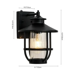IP23 Black 1-Light Manor Wire Cage Outdoor Wall Sconce