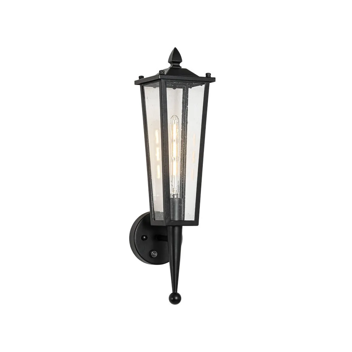 IP23 Black Manor 1-Light Lantern Outdoor Wall Sconce
