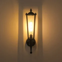 IP23 Black Manor 1-Light Lantern Outdoor Wall Sconce