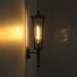 IP23 Black Manor 1-Light Lantern Outdoor Wall Sconce