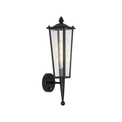 IP23 Black Manor 1-Light Lantern Outdoor Wall Sconce