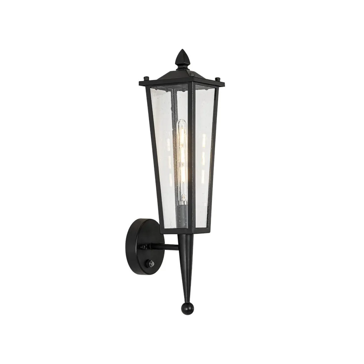 IP23 Black Manor 1-Light Lantern Outdoor Wall Sconce