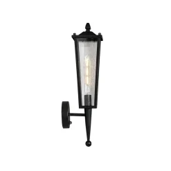 IP23 Black Manor 1-Light Lantern Outdoor Wall Sconce