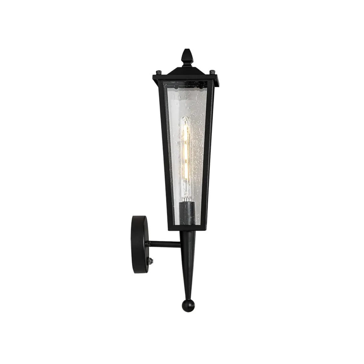 IP23 Black Manor 1-Light Lantern Outdoor Wall Sconce