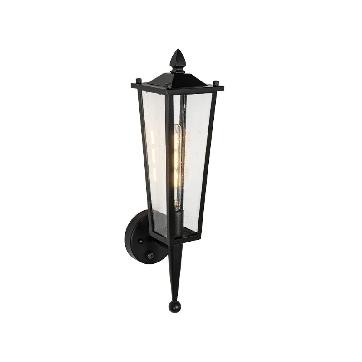 IP23 Black Manor 1-Light Lantern Outdoor Wall Sconce