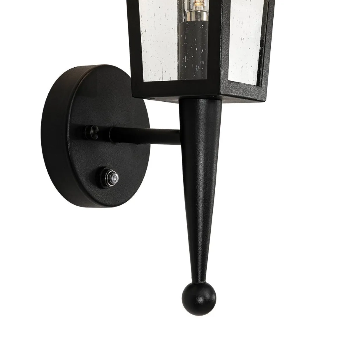 IP23 Black Manor 1-Light Lantern Outdoor Wall Sconce