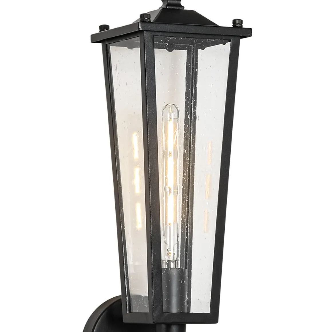 IP23 Black Manor 1-Light Lantern Outdoor Wall Sconce