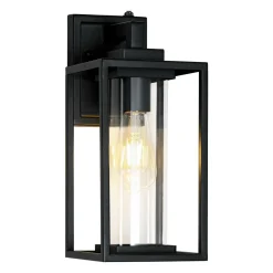 IP23 Black Rectangular Outdoor Lantern Wall Sconce