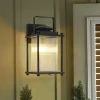 IP23 Black Ribbed Glass Square Outdoor Wall Lantern