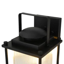 IP23 Black Ribbed Glass Square Outdoor Wall Lantern
