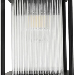 IP23 Black Ribbed Glass Square Outdoor Wall Lantern