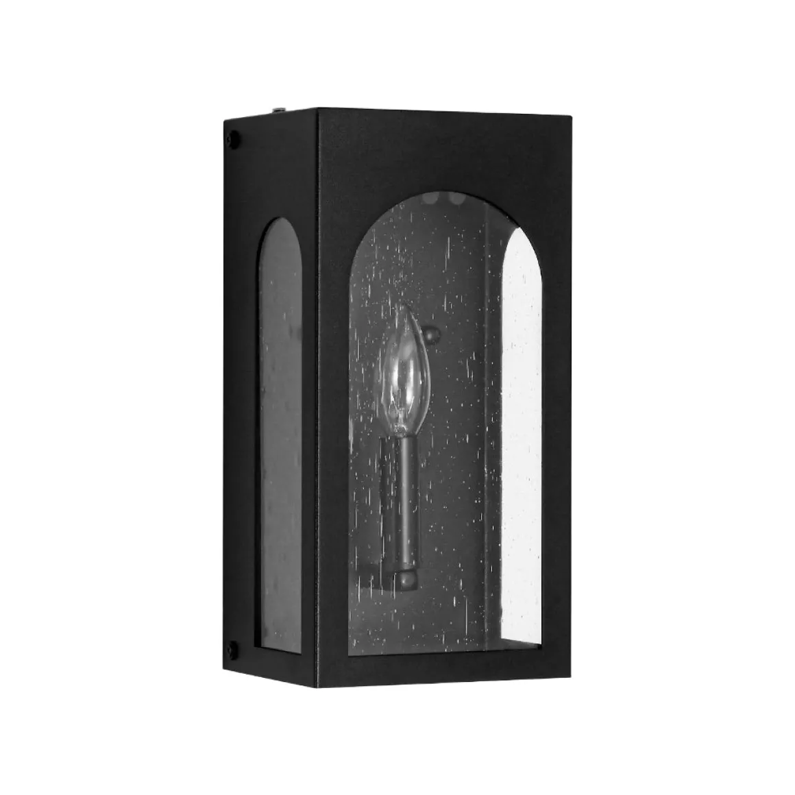 IP23 Black Seeded Glass Square Box Outdoor Wall Lantern