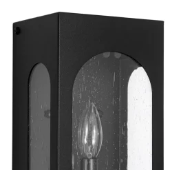 IP23 Black Seeded Glass Square Box Outdoor Wall Lantern