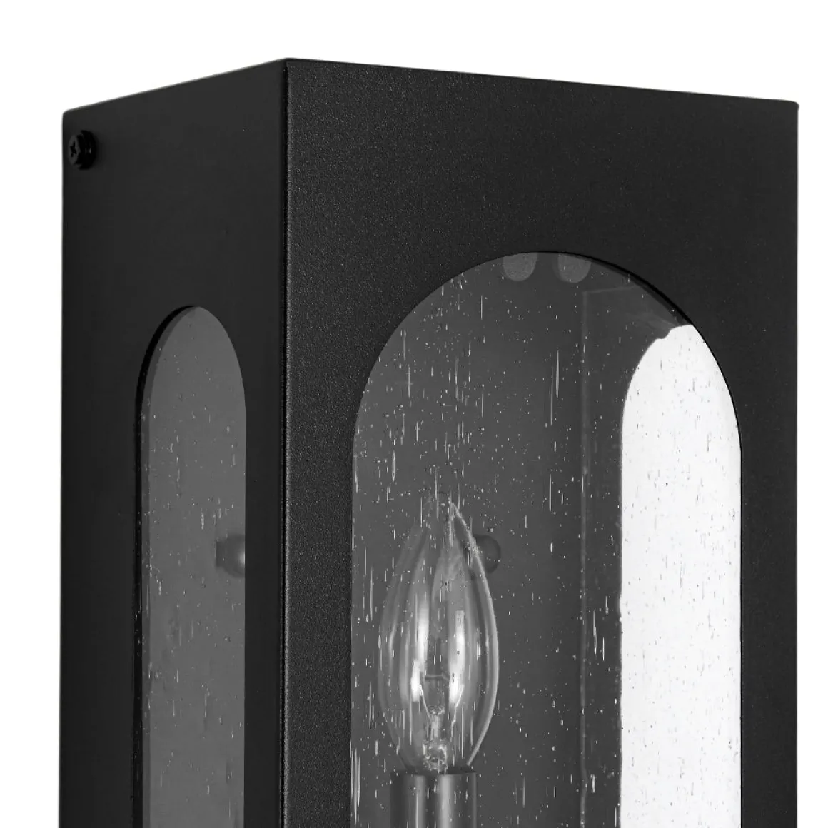 IP23 Black Seeded Glass Square Box Outdoor Wall Lantern