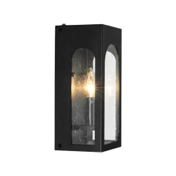 IP23 Black Seeded Glass Square Box Outdoor Wall Lantern