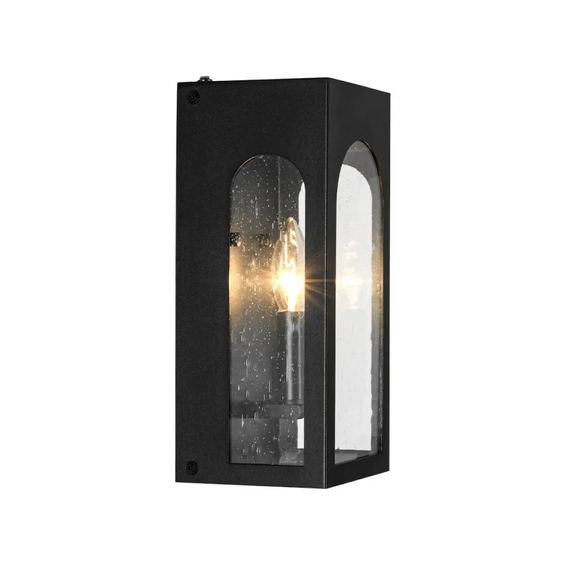 IP23 Black Seeded Glass Square Box Outdoor Wall Lantern