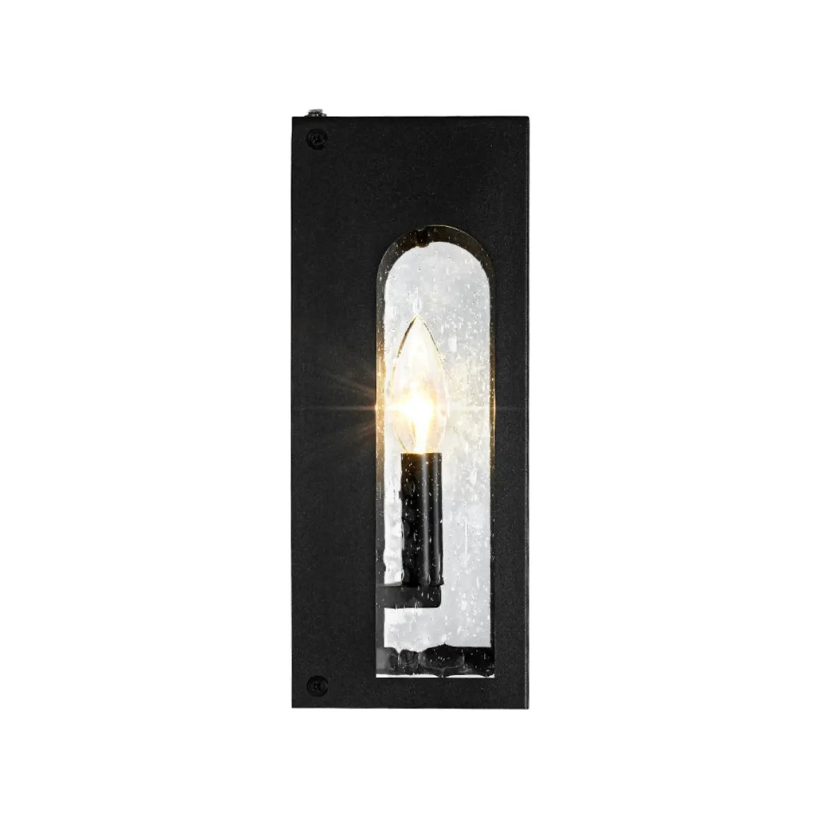 IP23 Black Seeded Glass Square Box Outdoor Wall Lantern