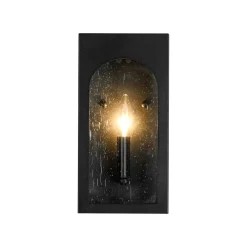 IP23 Black Seeded Glass Square Box Outdoor Wall Lantern