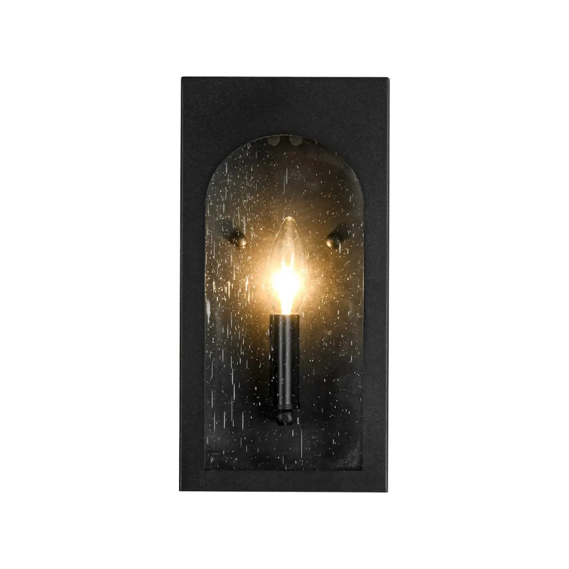 IP23 Black Seeded Glass Square Box Outdoor Wall Lantern