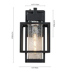 IP23 Black Waterproof 1-Light Square Cage Outdoor Wall Sconce