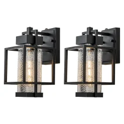 IP23 Black Waterproof 1-Light Square Cage Outdoor Wall Sconce