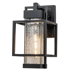 IP23 Black Waterproof 1-Light Square Cage Outdoor Wall Sconce