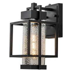 IP23 Black Waterproof 1-Light Square Cage Outdoor Wall Sconce