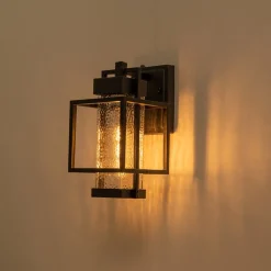 IP23 Black Waterproof 1-Light Square Cage Outdoor Wall Sconce